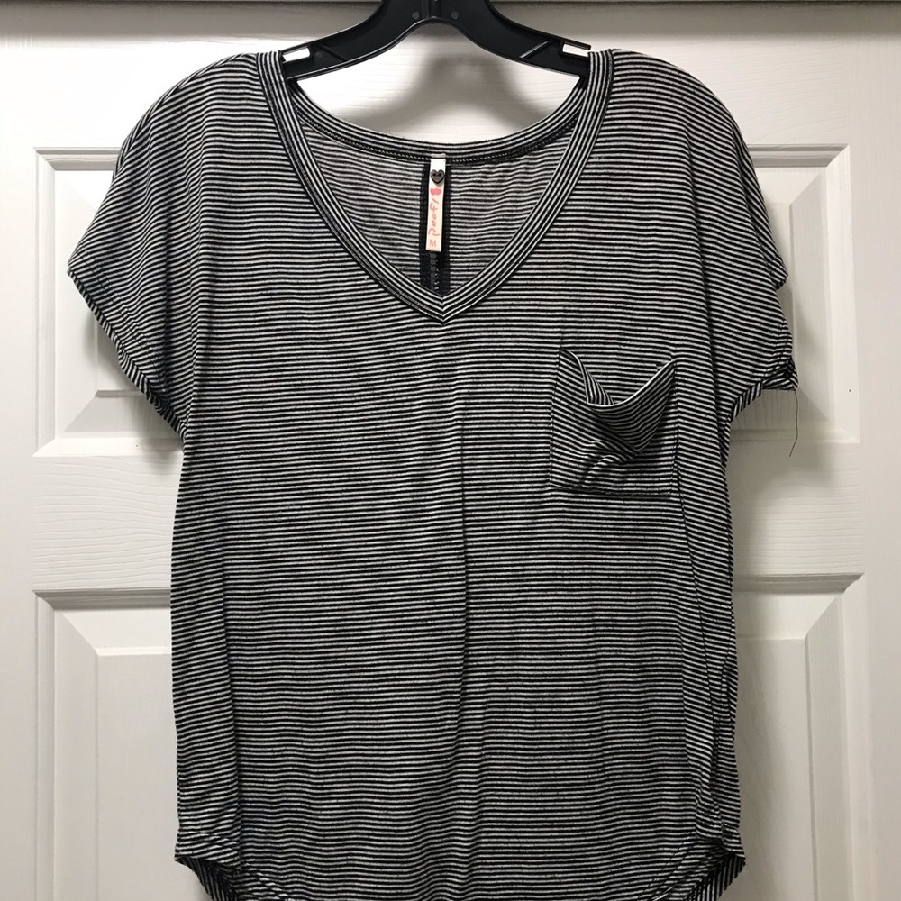 V- neck striped shirt